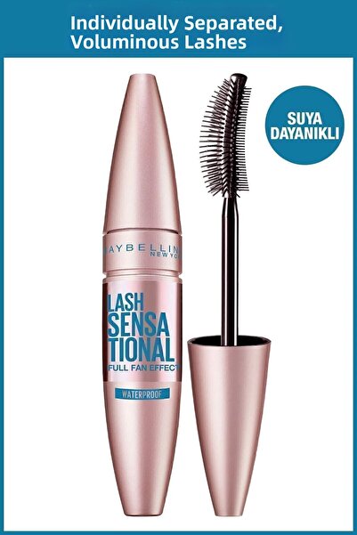 Maybelline New York ماسكارا سوداء مقاومة للماء بتأثير مروحة Lash Sensational