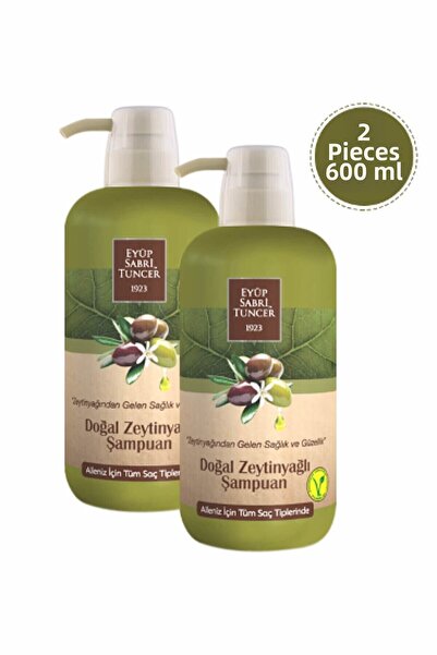Eyüp Sabri Tuncer شامبو زيت الزيتون الطبيعي 600 مل زجاجة بلاستيكية × 2 قطعة