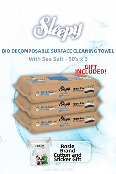 Sleepy مناديل مبللة قابلة للذوبان من ملح البحر 50 قطعة × 3 وروزي