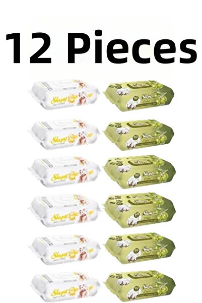 Sleepy منشفة مبللة حساسة 6x90 540 ورقة-منشفة مبللة بزيت الزيتون النائم 6 عبوا...