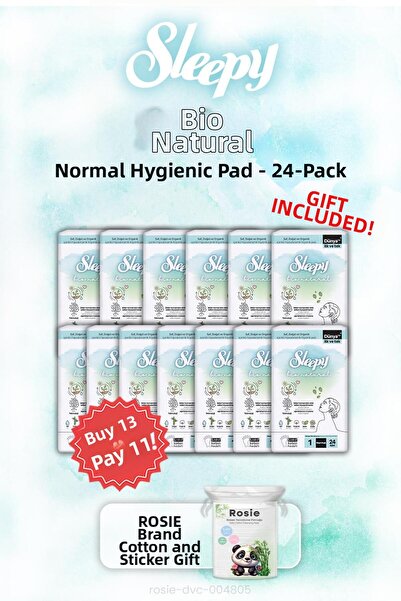 Sleepy اشتري 13 واحصل على 11 فوط صحية بيو ناتشورال 24 قطعة عادية وروزي