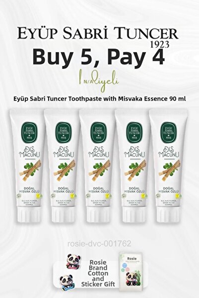 Eyüp Sabri Tuncer معجون أسنان بخلاصة ميسفاك 90 مل - اشتري 5 واحصل على 4، قطن ...
