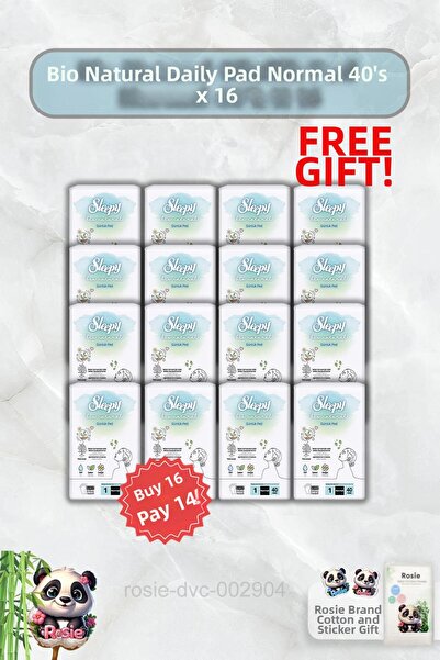 Sleepy 16 عبوة من الفوط الصحية اليومية العادية من بيو ناتشورال و40 عبوة من روزي