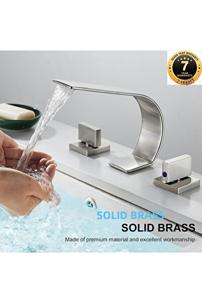 OEM صنبور حوض الحمام مدمج بلون الكروم غير اللامع والنيكل، تصميم شلال، ضمان 7 ...