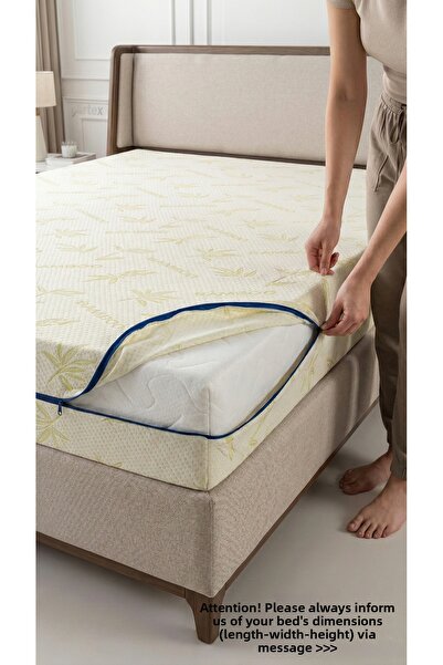 Artex Bamboo 100X200 Mattress Cover Protector Cover with Zipper Quilted Fit Z...