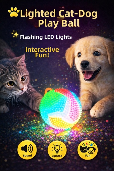 PHENORA Light-Up and Sound-Making Cat and Dog Play Ball - Cat Toy - Dog Toy