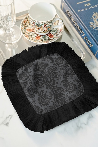 Evimde Bambaşka منديل تقديم القهوة الفاخر ذو الأطراف المزخرفة على الطراز البا...