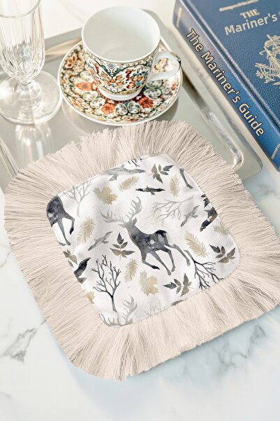Evimde Bambaşka Nordik Natural Fringed Stylish Serviette - Χαρτοπετσέτα με θέ...