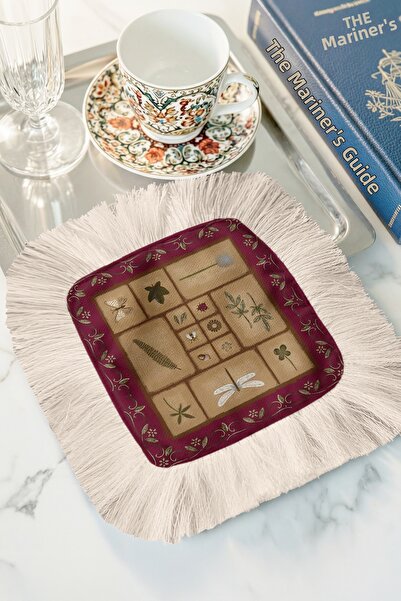 Evimde Bambaşka Colecție Botanică Șervețele de prezentare cu franjuri - Șerve...