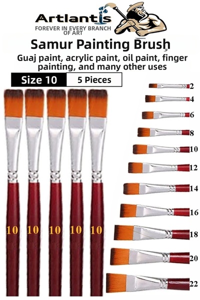 Artlantis Pensule pentru pictură cu vârf plat, numărul 10, 1 pachet de 5, set...