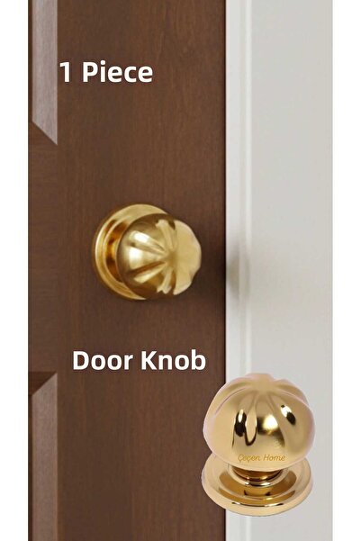ÇEÇEN HOME (1 Piece) Gold Door Knob, Door Handle, Gold Metal Knob