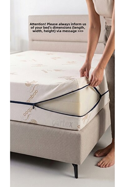Artex Kılıf Bamboo 180X200 Mattress Cover Protector Cover with Zipper Quilted...