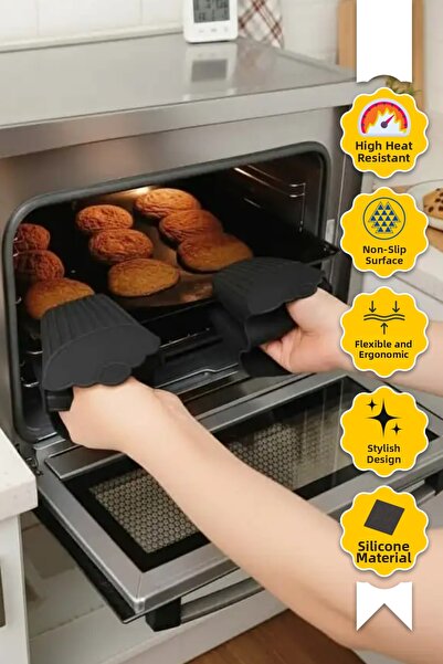 Dr.Maya Silicone Oven Mitts Set of 2 |   Heat Insulation, Non-Slip Surface, F...