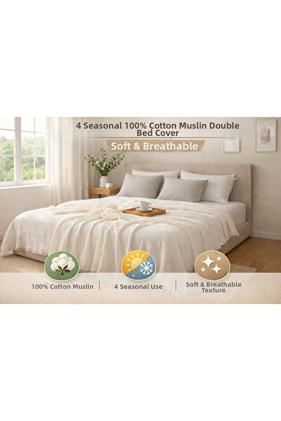 TECHTACT 4 Seasons Muslin Double Pique 240-260 cm Cotton, Soft Textured, Sofa...