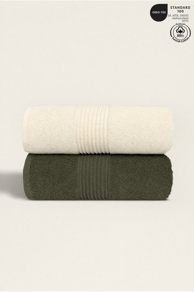 Ellaline مجموعة من منشفتين 100% قطن معتمد لليد والوجه منشفة مطبخ 50 × 90 سم ك...