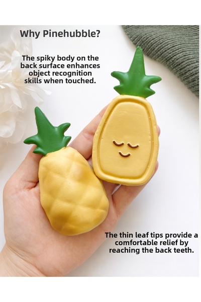 Hubble Baby Teether and Toy - Pineapple Shaped Teether (100% Natural Rubber)