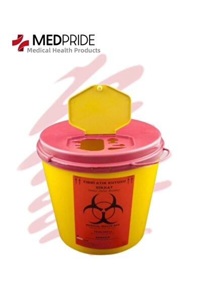 MEDİKAL 10 قطع صندوق نفايات بلاستيكي أصفر، سعة 5 لتر، مع غطاء قفل، استخدام صح...