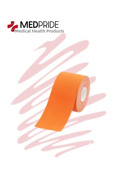 MedPride شريط كينيزيو الرياضي باللون البرتقالي - شريط ألم 5 متر × 5 سم