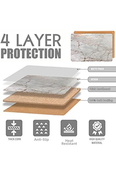 Nacario Nrcrioshop Marble Cork 30,48 cm X 45,72 cm Rectangular Set with Gold ...