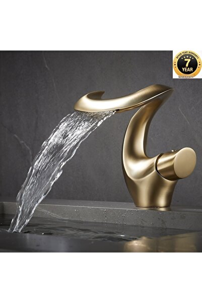OEM صنبور حوض الحمام موديل نيو شيليل بلون ذهبي مطفي، ضمان 7 سنوات، مستورد