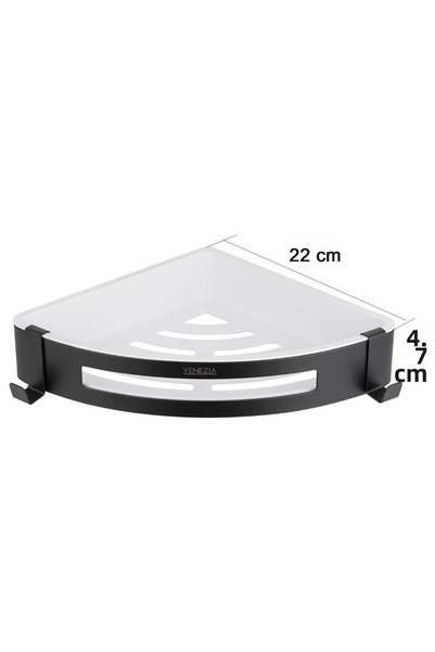 Venezia Stainless Steel Corner Bathroom Shelf Sky Black Shampoo Holder 22 cm * 22 cm