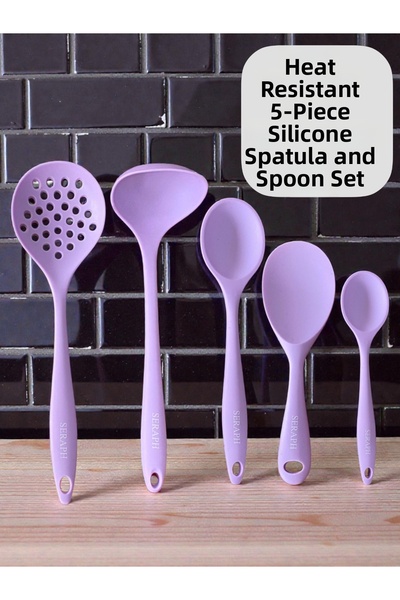 Seraph Heat Resistant Silicone Colander Spoon Set 5 Pieces 28Cm/22Cm/20Cm Spo...
