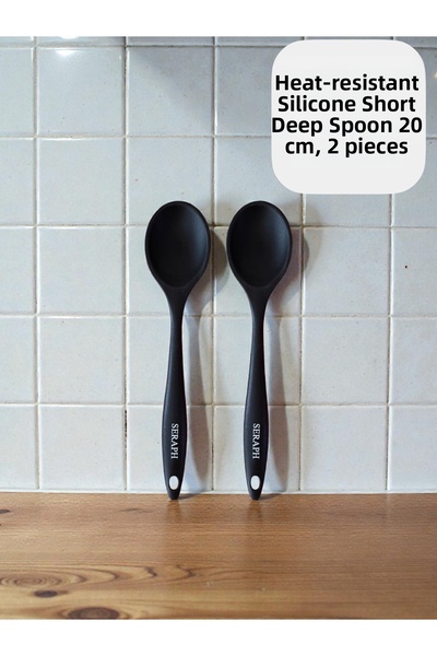 Seraph Hard Tip Heat Resistant Silicone Short Deep Spoon 20 cm / 2 Pcs