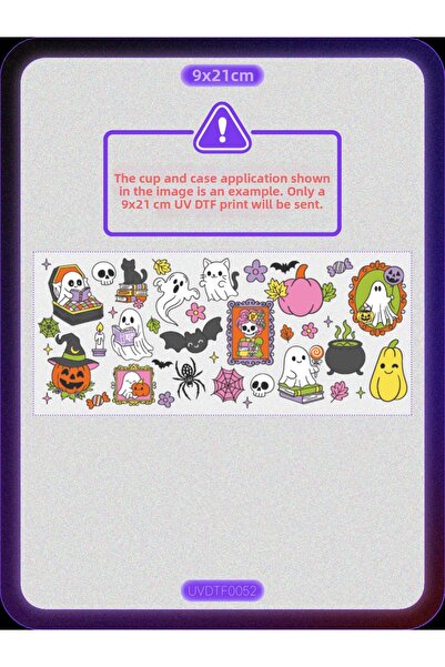DYENOTE طباعة نقل حراري على الأكواب بتقنية UV DTF - هالوين - ملصق مقاوم للماء...