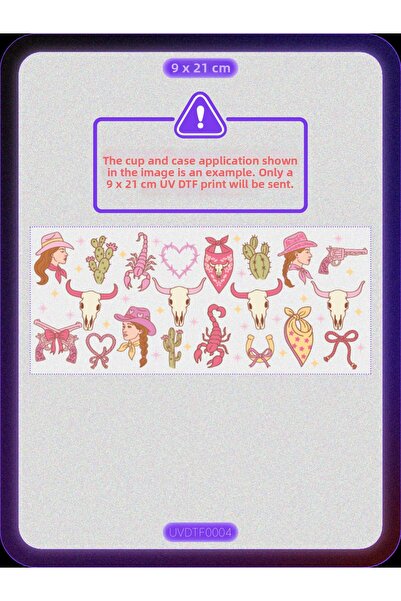 DYENOTE طباعة نقل حراري على الأكواب بتقنية UV DTF - CowGirl Wild West - ملصق ...