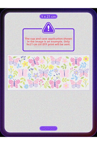 DYENOTE طباعة نقل حراري على الأكواب بتقنية UV DTF - تصميم فراشة - ملصق مقاوم ...