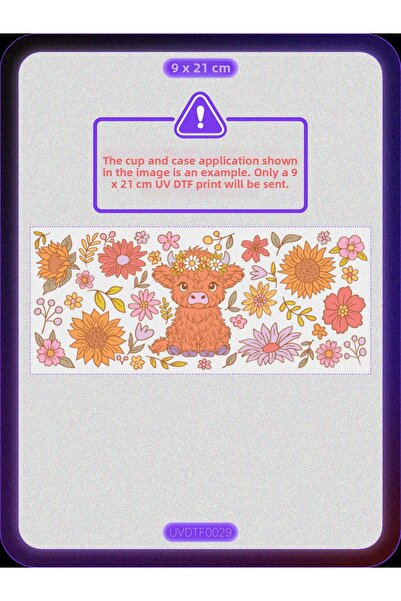 DYENOTE طباعة نقل حراري على الأكواب بتقنية UV DTF - بقرة لطيفة - ملصق مقاوم ل...