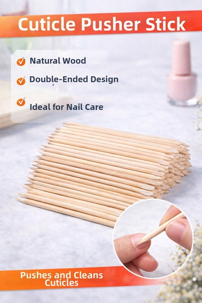 Ocean Orange Stick Wooden Meat Pusher 100 Pieces Manicure Sticks