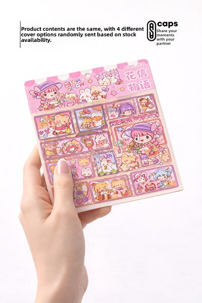 caps office مجموعة ملصقات مكونة من 1 قطعة بتصميم فتاة كاواي وحيوانات لطيفة مك...