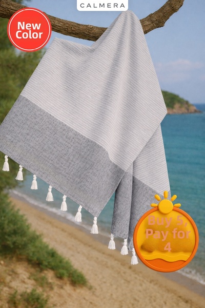 Calmera Peshtemal cu dungi |   Bumbac - Cu franjuri naturali |   Prosop de pl...