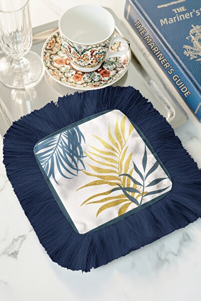 Evimde Bambaşka Χαρτοπετσέτα παρουσίασης με τροπικά φύλλα και κρόσσια - Φυσικ...