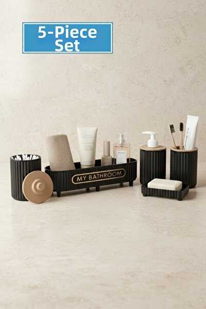 LE PARİS طقم حمام مكون من 5 قطع |   موزع الصابون السائل |   حامل فرشاة الأسنا...