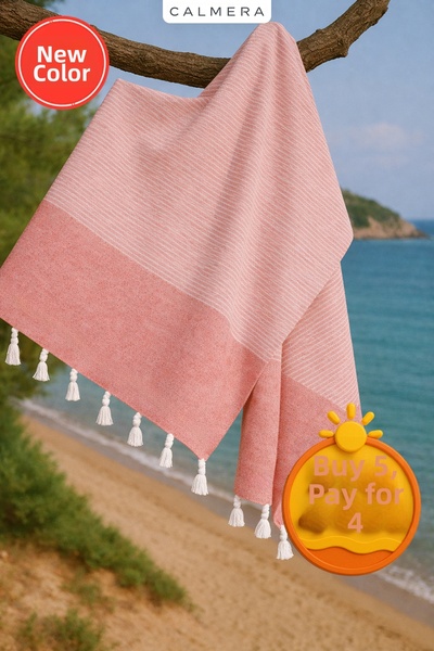 Calmera Striped Peshtemal |   Cotton - Natural Fringed |   Beach, Pool, Spa, ...