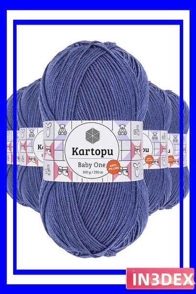 İN3DEX Non-Pilling Hand Knitting Yarn 5 Pieces Light Navy Blue Color