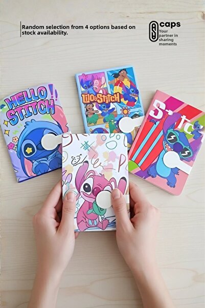 caps office 1 Piece A6 Size Stitch Themed Snap Cover Notebook – Lined - 160 P...