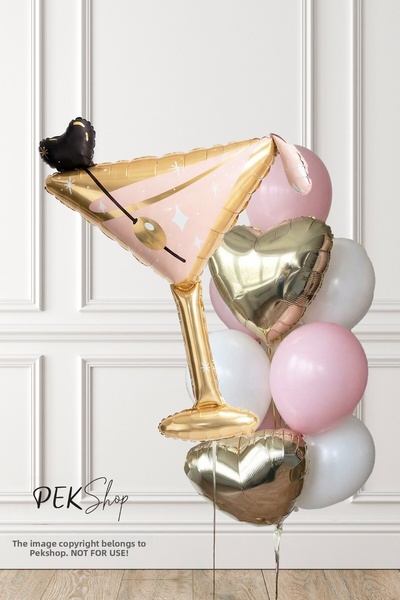 PEKSHOP Gold Pink Adult Birthday Balloon Set with Goblet Balloons Set242