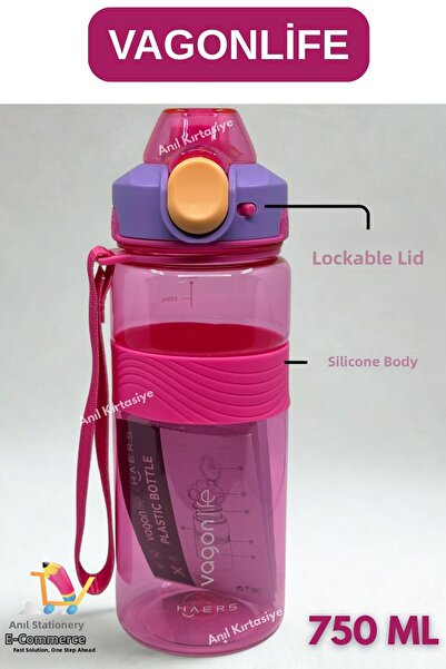 Vagonlife قارورة تريتان سعة 750 مل مع حزام للمعصم - هيكل سيليكون مضاد للانزلاق
