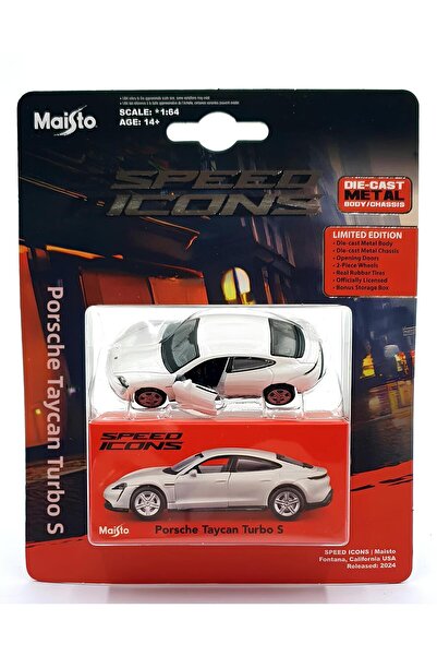 Maisto 1:64 Speed Icons Collectible Vehicles Porsche Taycan Turbo S White