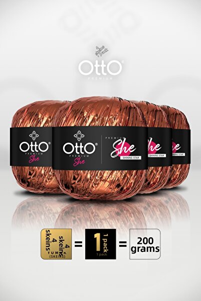 Otto خيط رافيا معدني فاخر - برتقالي - عبوة من 4 قطع - 1 مم / 50 جرام / 110 مت...