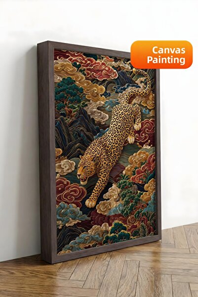 Postifull Pictură de perete, Tablou pe pânză înrămată maro de lux, Seria Ritu...