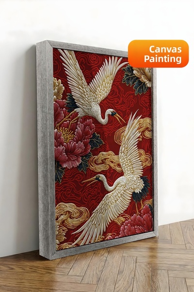 Postifull Pictură murală, Tablou pe pânză cu ramă argintie de lux, Seria Ritu...