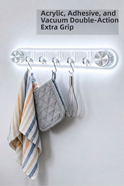 SİLVERLAND شماعة فاخرة بـ 5 خطافات مع ممصات لاصقة للاستخدام في المطبخ والحمام