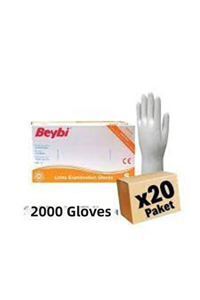 Beybi 1 صندوق (20 عبوة) قفازات فحص بيضاء من اللاتكس المسحوق مقاس S (صغير)