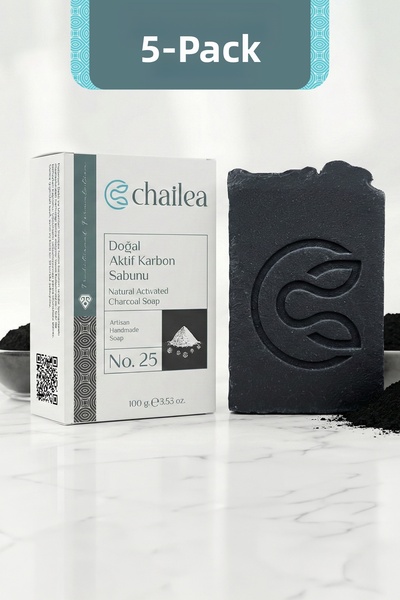 Chailea صابون الكربون المنشط الطبيعي المصنوع يدويًا - منقي المسام للبشرة الده...