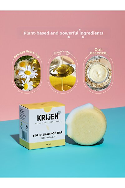 Krijen Sensitive Skin & Baby Solid Shampoo |   Gluten Free - Calendula Oil & Chamomile Extract & Olive Oil