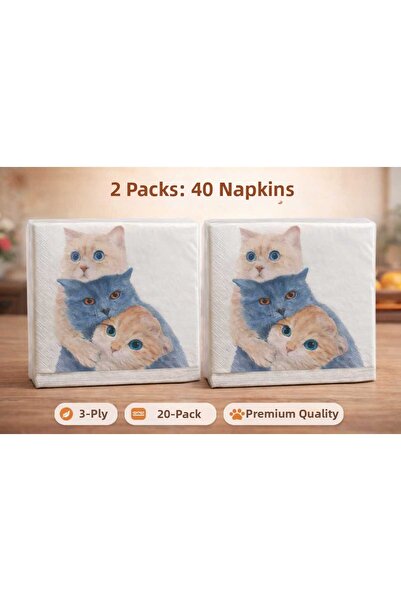 CKM silikon 2 Pack Cat Printed Paper Napkins
